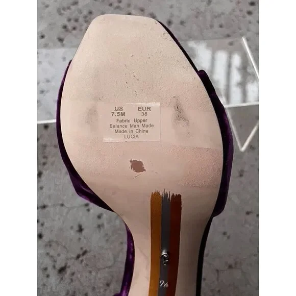 Sam Edelman Purple Velvet Heels with Ruffled Bow - Picture 5 of 6